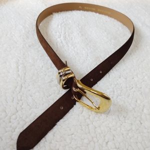 Genuine Leather Belt Gold Buckle size 28"- 33"